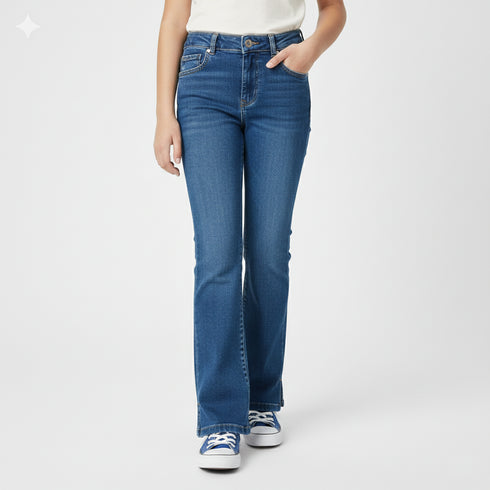 Classic Blue Flared Slit Jeans