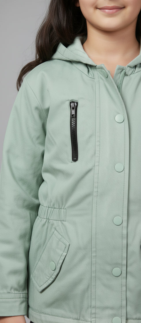 Hooded Utility Apple Green Jacket