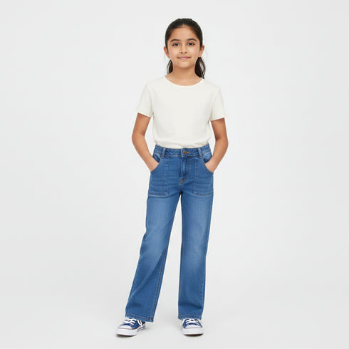 Mid Blue Straight Fit Jeans