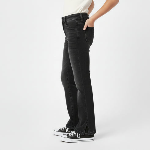 Black Flared Slit Jeans