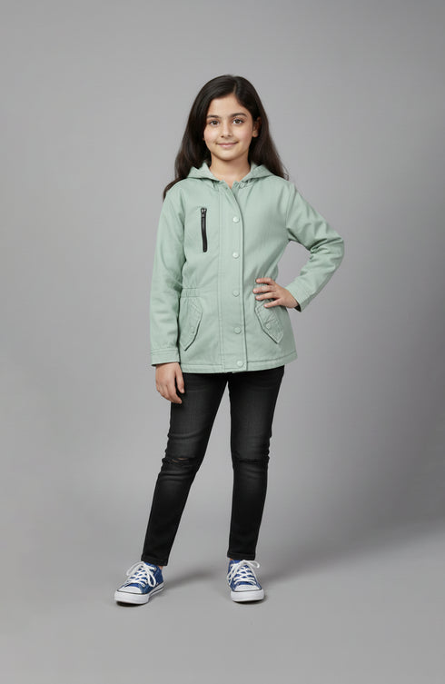 Hooded Utility Apple Green Jacket