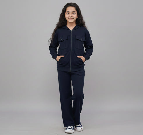 Navy Zip-Up Hoodie Set