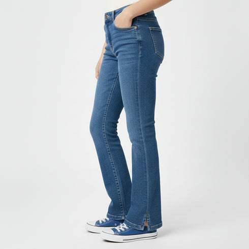 Classic Blue Flared Slit Jeans
