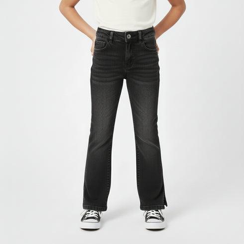 Black Flared Slit Jeans