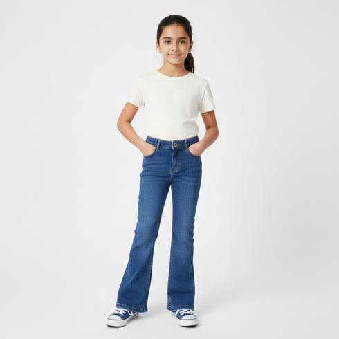 Classic Blue Flared Slit Jeans