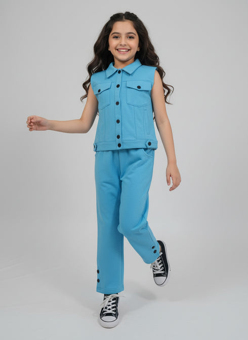 Blue Buttoned Tracksuit