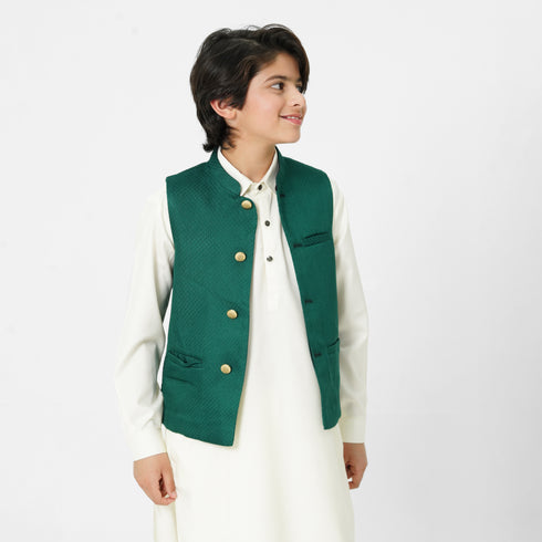 The Oaklynn boys green waistcoat for shalwar kameez