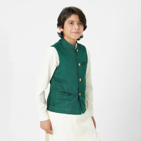Kids green waistcoat for boys eastern wear Pakistan
