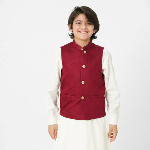 maroon waistcoat for boys by The Oaklynn