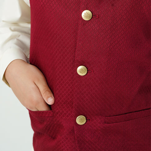 The Oaklynn boys maroon waistcoat for shalwar kameez