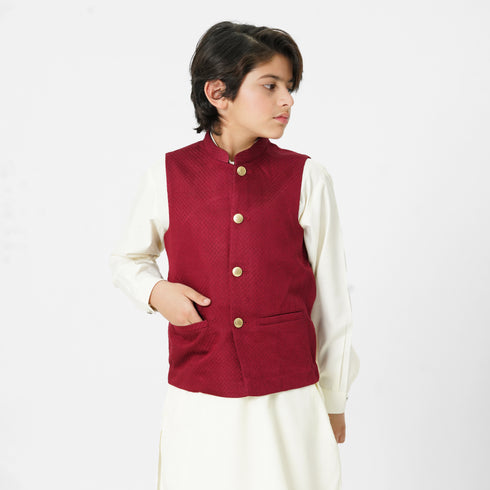 Boys formal maroon waistcoat for Eid and weddings