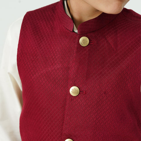 The Oaklynn boys maroon waistcoat for shalwar kameez