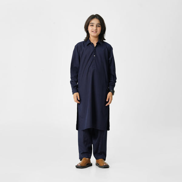 navy blue wash n wear kameez shalwar for boys by The Oaklynn