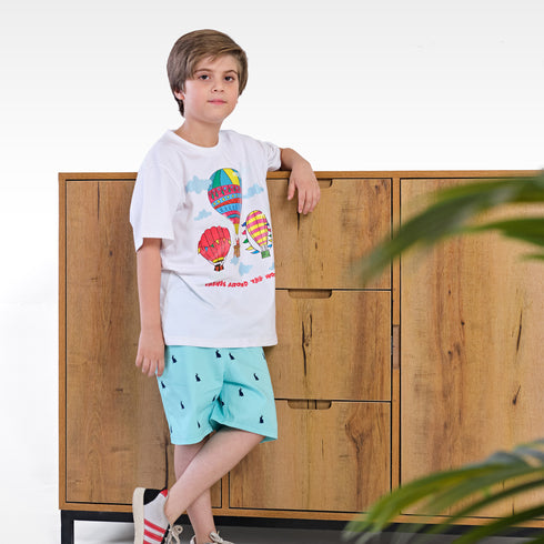 Sky Blue Printed Shorts