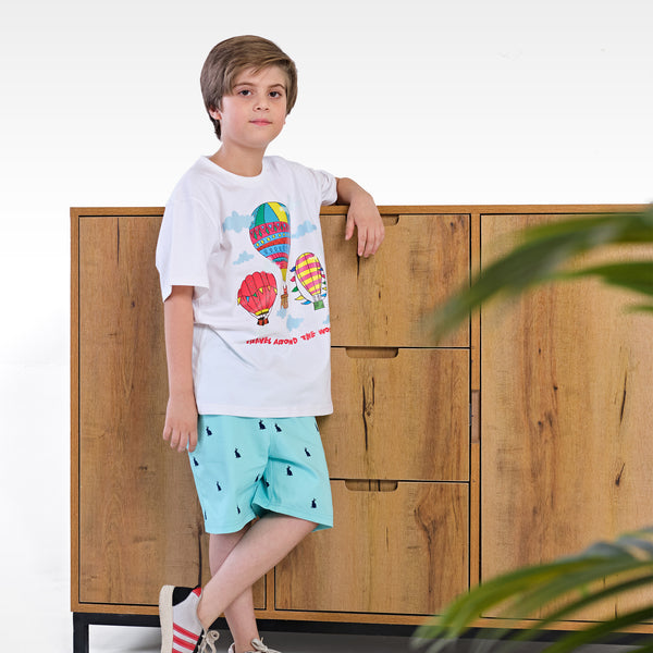 Sky Blue Printed Shorts