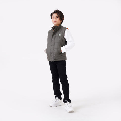 OLIVE GILET JACKET WITH BADGE