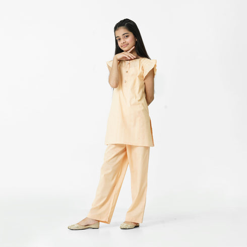 Beige Embroidered 3pc Set for girls by The Oaklynn