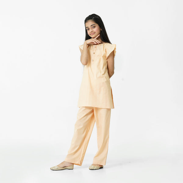 Beige Embroidered 3pc Set for girls by The Oaklynn