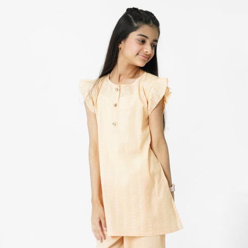 Girls beige embroidered eastern wear for Eid Pakistan