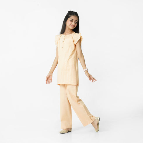 Traditional beige eastern outfit for girls