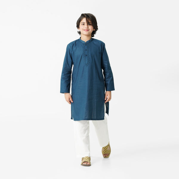 blue embroidered kurta shalwar for boys by The Oaklynn