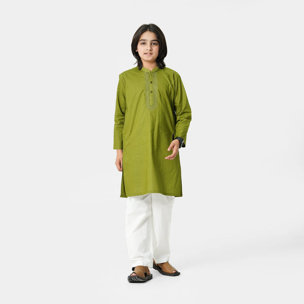 green embroidered kurta shalwar for boys by The Oaklynn