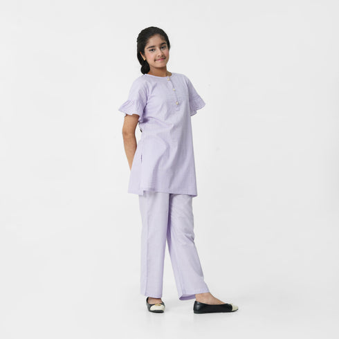 Lilac Embroidered 3pc Set for girls by The Oaklynn