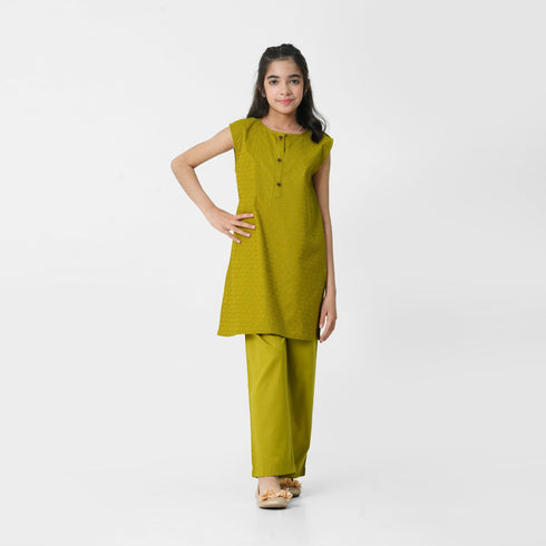 Mustard Embroidered 3pc Set for girls by The Oaklynn