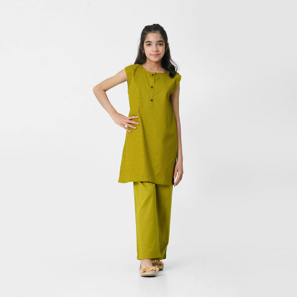Mustard Embroidered 3pc Set for girls by The Oaklynn