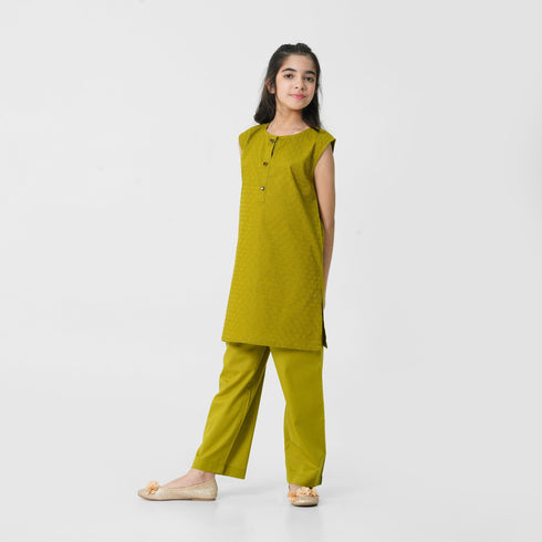 Traditional mustard eastern outfit for girls