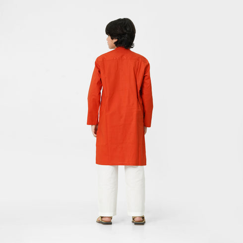Boys festive eastern wear orange embroidered kurta