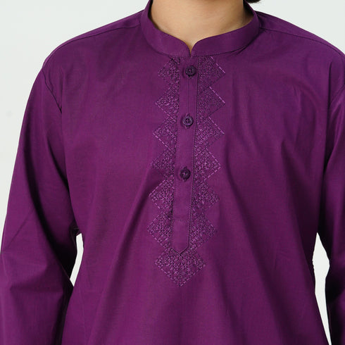 purple embroidered kurta shalwar for boys by The Oaklynn