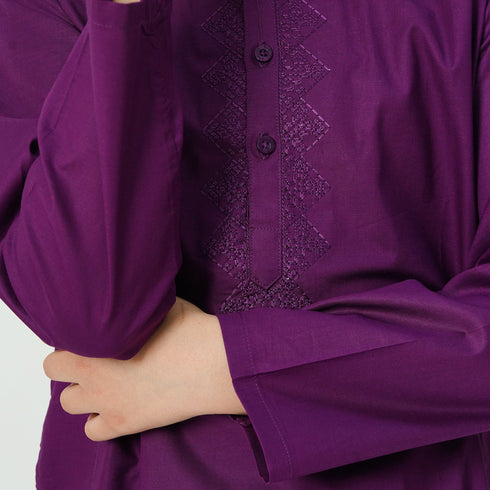 Kids eastern wear purple embroidered kurta shalwar Pakistan