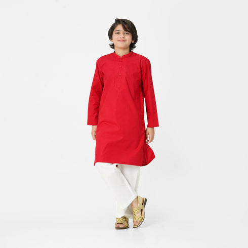 Red Embroidered Kurta Shalwar for Boys | Kids Eastern Wear Pakistan