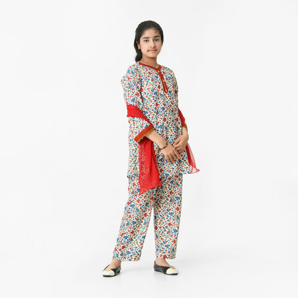 Red Floral 3pc Eastern Set for girls by The Oaklynn