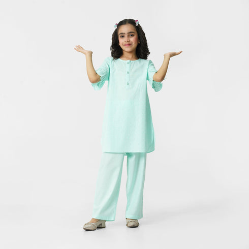 Girls sky blue embroidered eastern wear for Eid Pakistan
