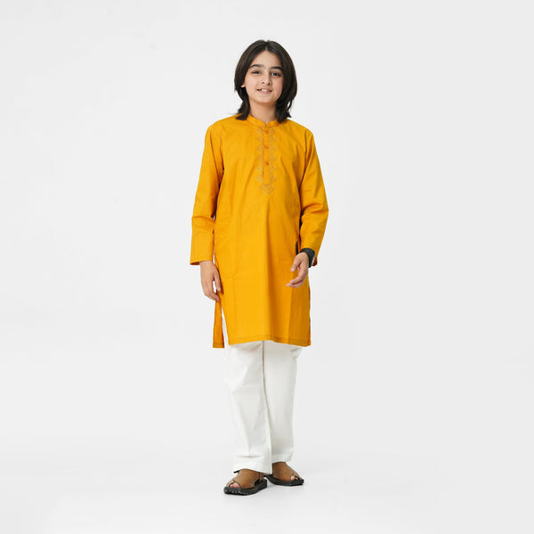 yellow embroidered kurta shalwar for boys by The Oaklynn