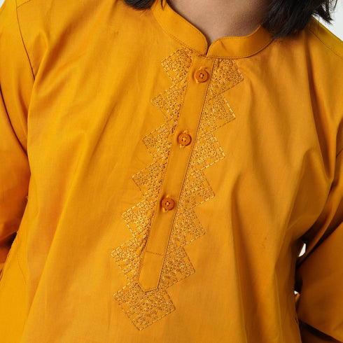 yellow embroidered kurta shalwar for boys by The Oaklynn