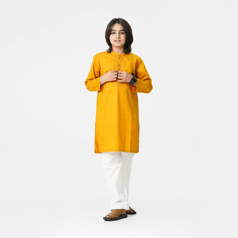 Kids eastern wear yellow embroidered kurta shalwar Pakistan