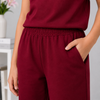 Maroon Flutter-Sleeve Wide-Leg Set