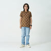 ALL OVER PRINTED Brown Polo Shirt
