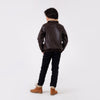 LEATHER JACKET WITH  APPLIQUE BADGE